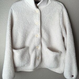 Tommy Hilfiger Cream Sherpa Button-Up Coat